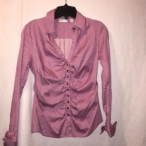 New York & Company pink pattern button down blouse